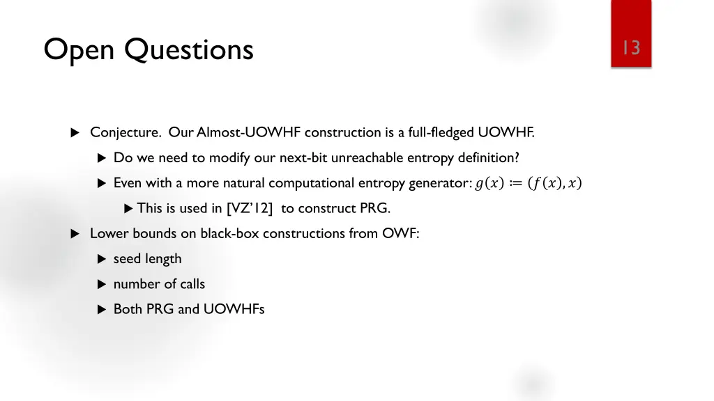 open questions