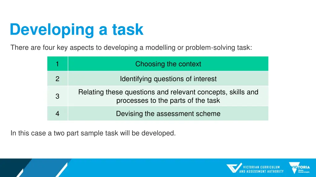 developing a task