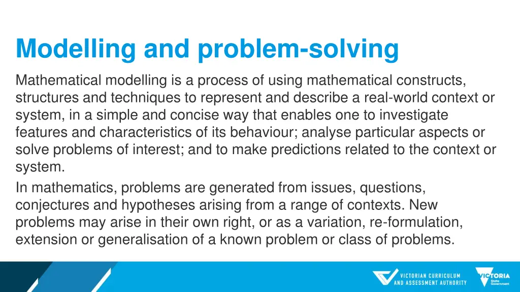 modelling and problem solving