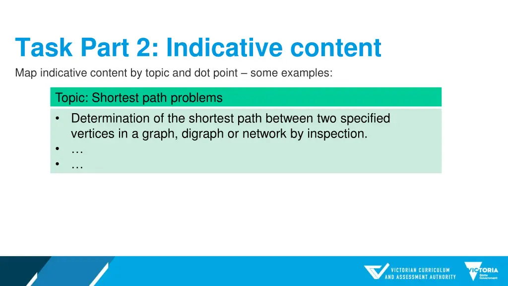 task part 2 indicative content map indicative