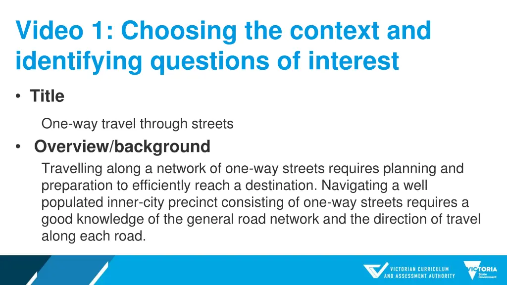 video 1 choosing the context and identifying 3