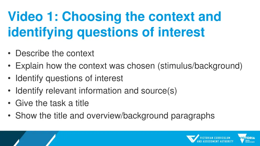 video 1 choosing the context and identifying
