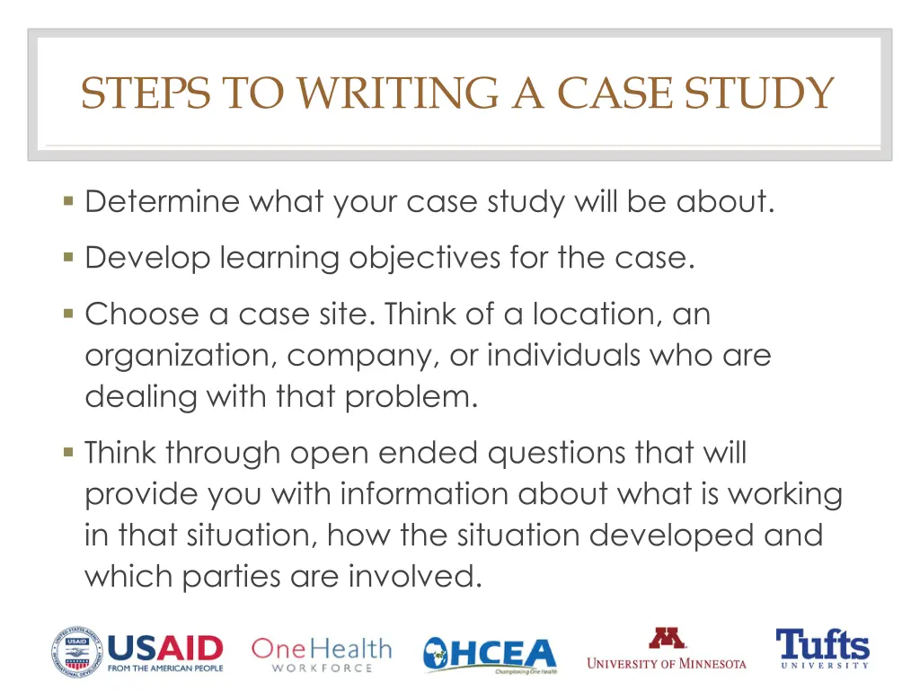 steps to writing a case study