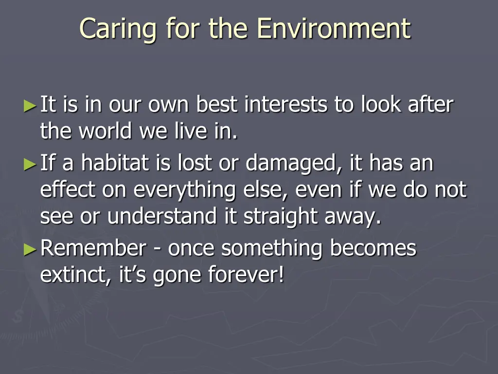 caring for the environment