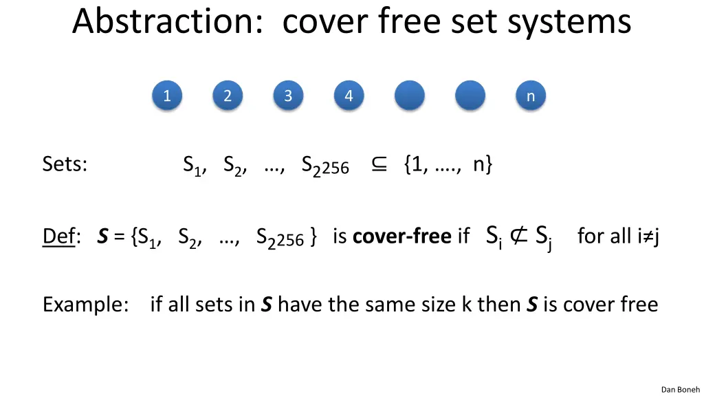 abstraction cover free set systems