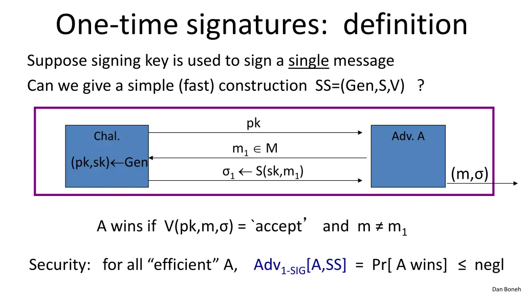 one time signatures definition