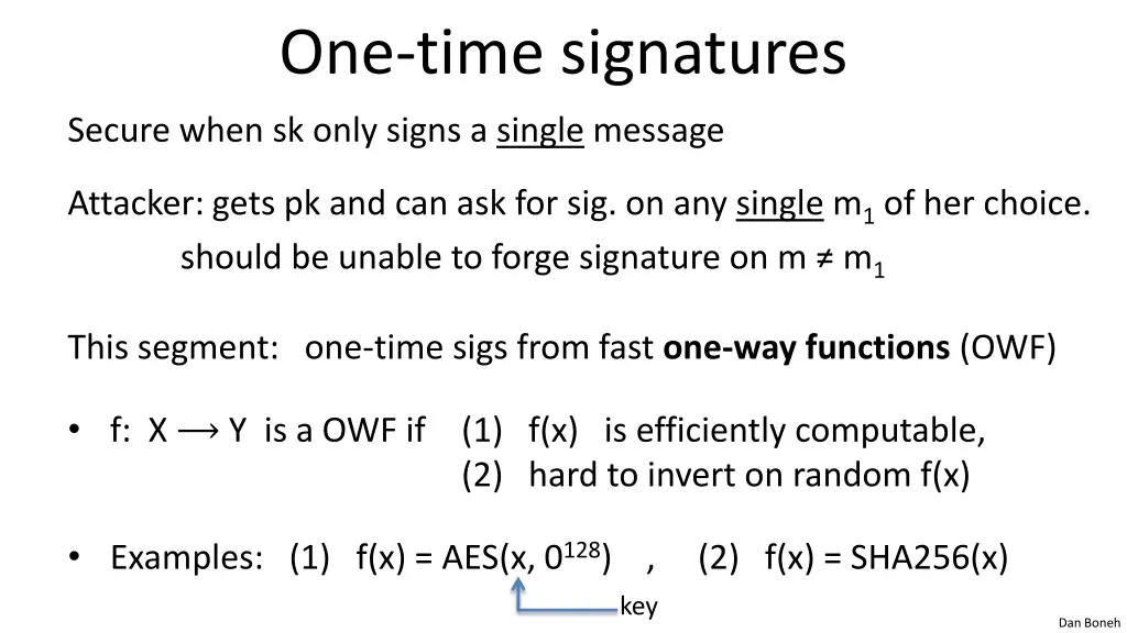 one time signatures