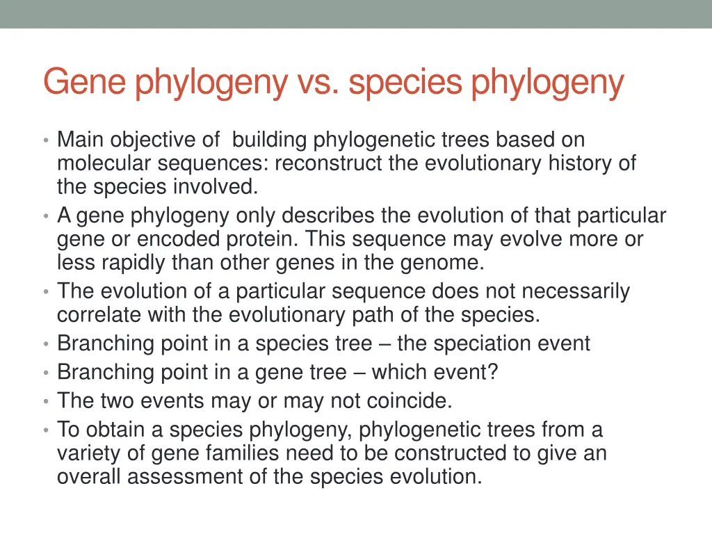 gene phylogeny vs species phylogeny