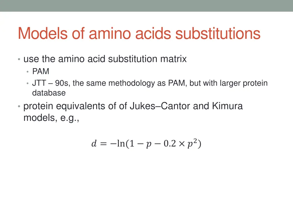 models of amino acids substitutions