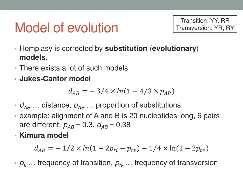 transition yy rr transversion yr ry