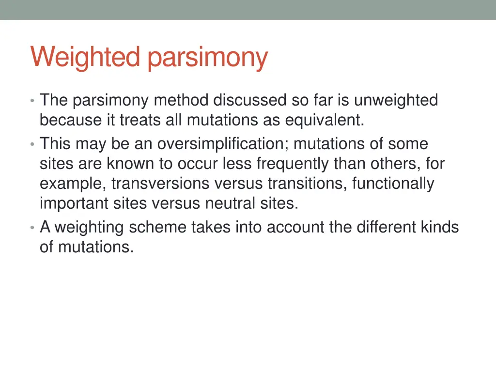 weighted parsimony