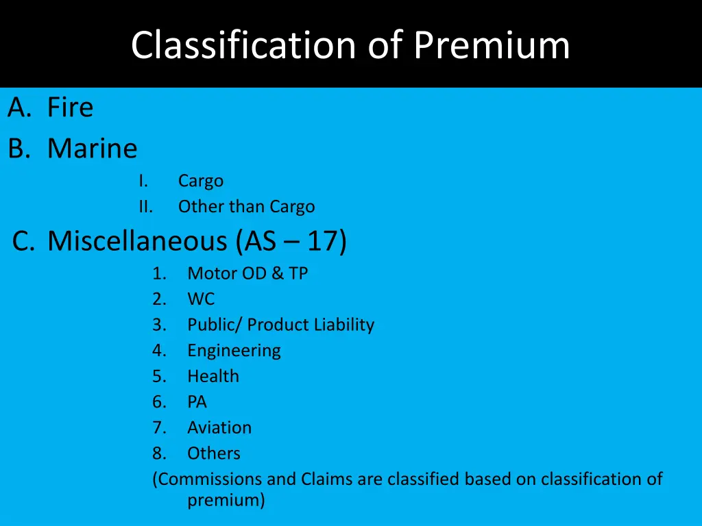 classification of premium