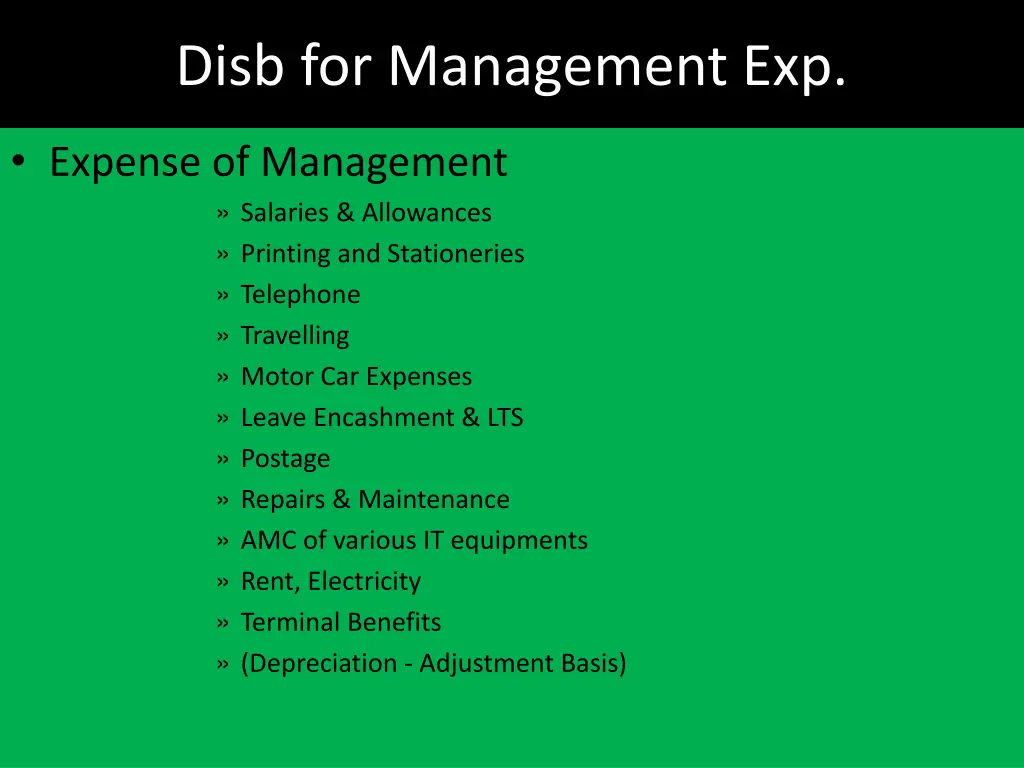 disb for management exp