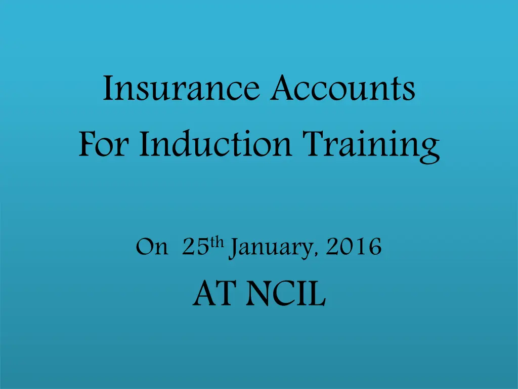 insurance accounts for induction training