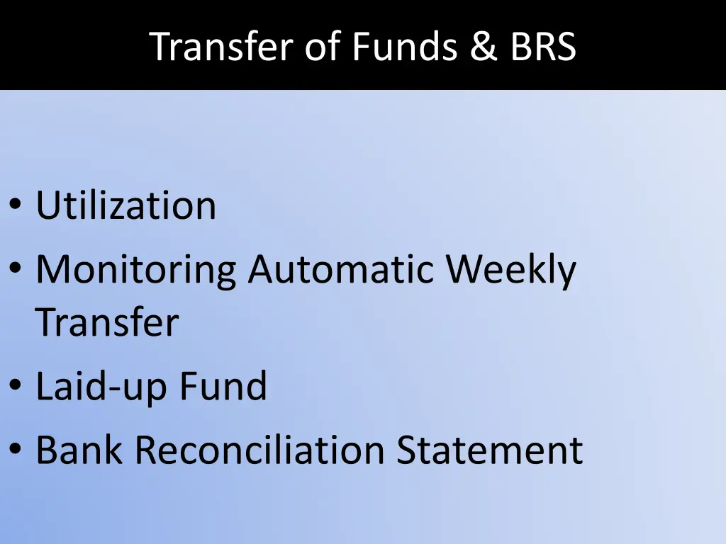 transfer of funds brs