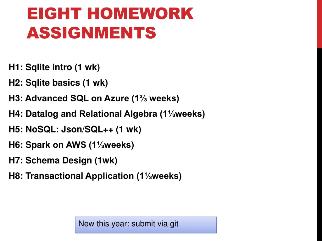 eight homework assignments