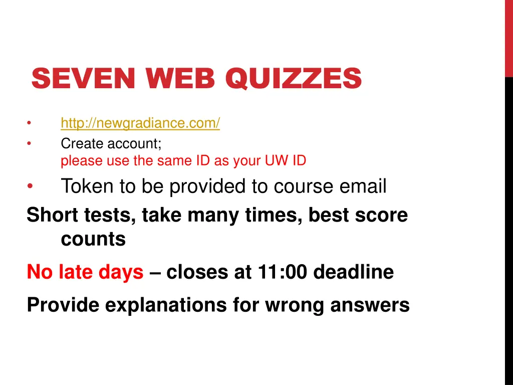 seven web quizzes