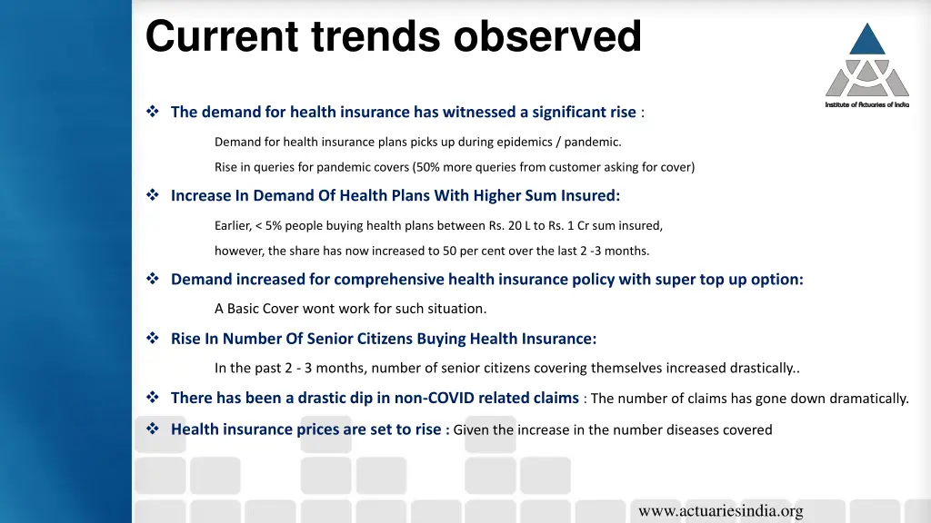 current trends observed