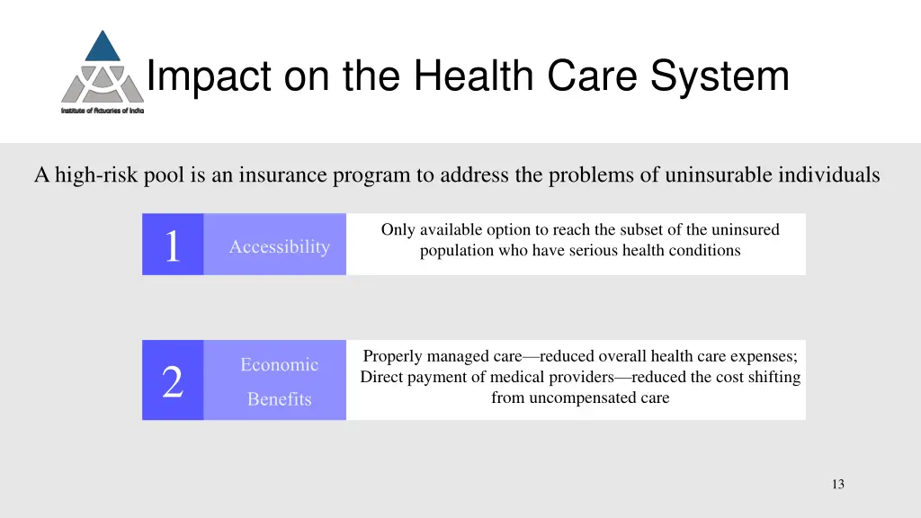impact on the health care system