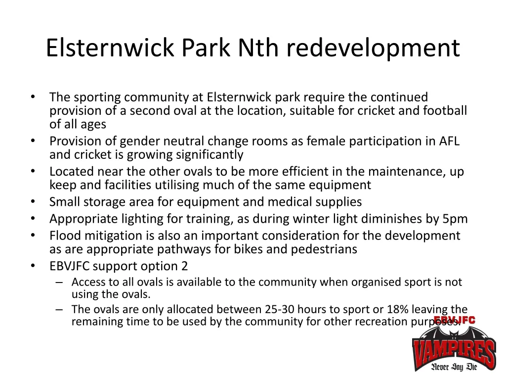 elsternwick park nth redevelopment