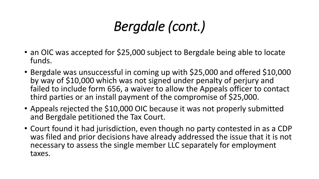 bergdale bergdale cont