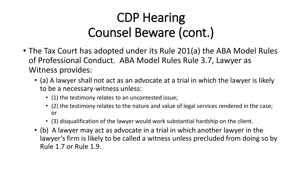 cdp hearing cdp hearing counsel beware cont