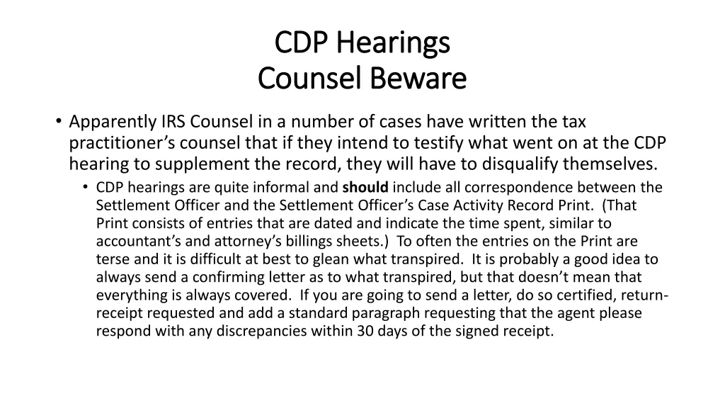 cdp hearings cdp hearings counsel beware counsel