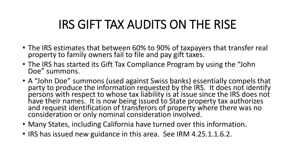 irs gift tax audits on the rise irs gift