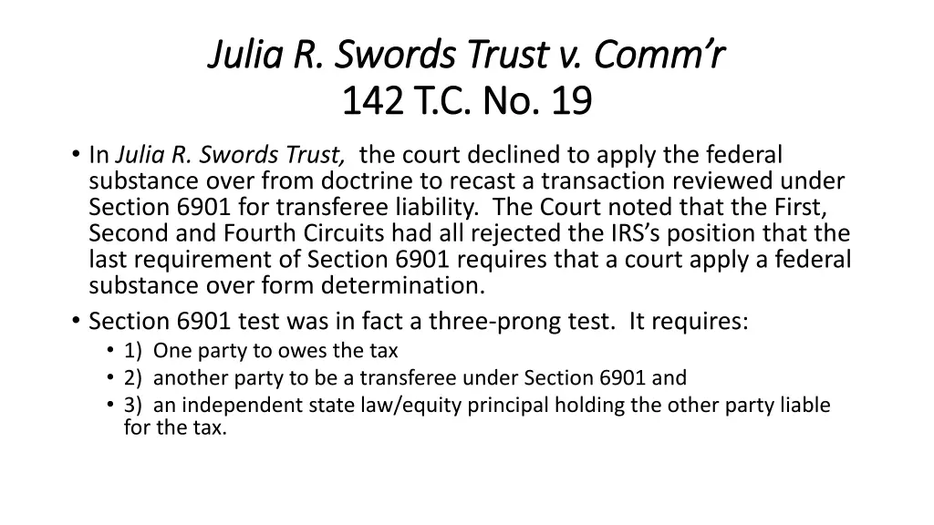 julia r swords trust v julia r swords trust
