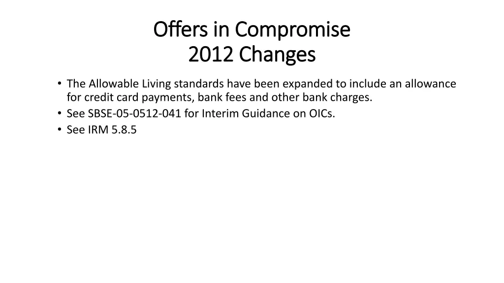 offers in compromise offers in compromise 2012
