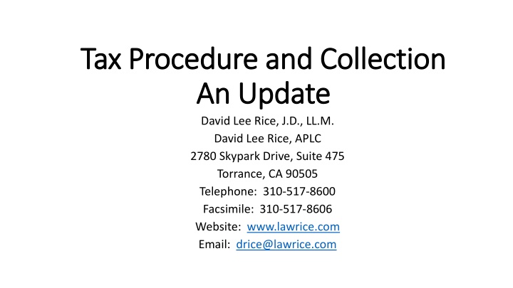 tax procedure and collection tax procedure