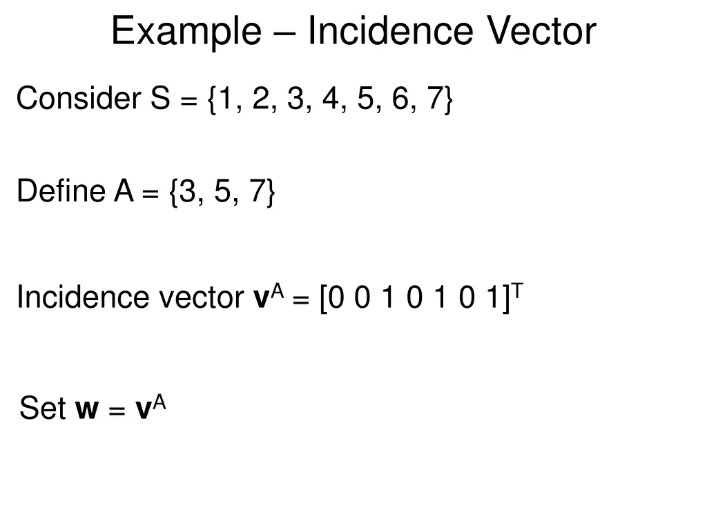 example incidence vector 1