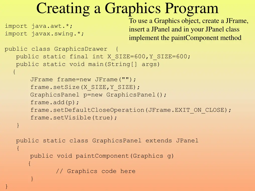 creating a graphics program
