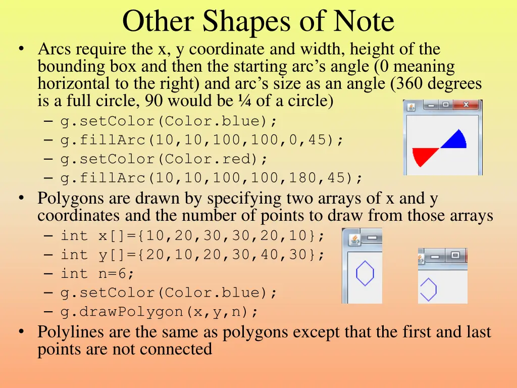 other shapes of note arcs require