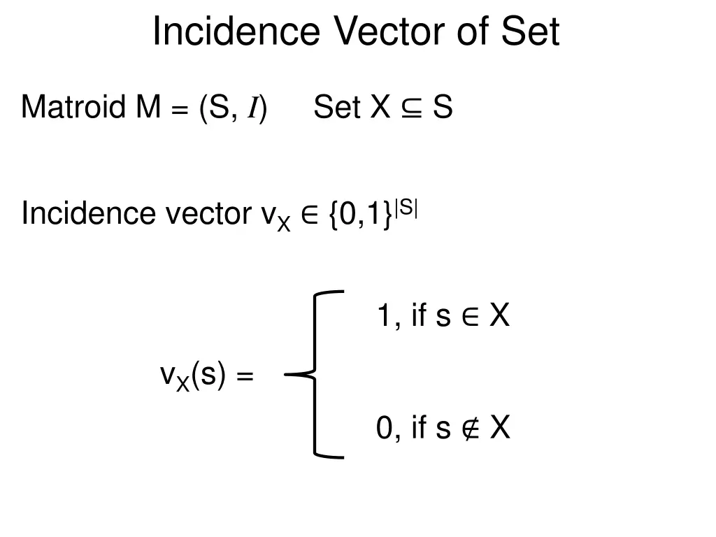 incidence vector of set