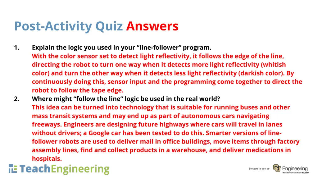 post activity quiz answers