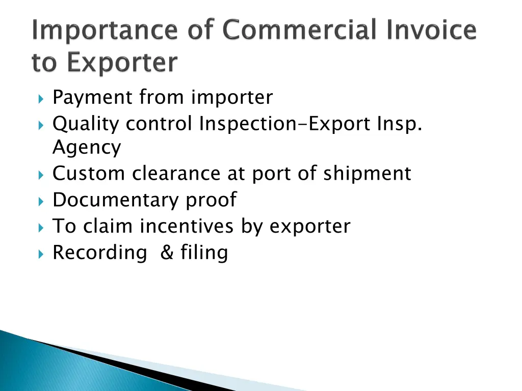 payment from importer quality control inspection