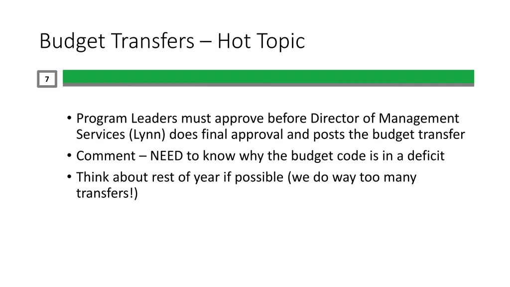 budget transfers hot topic