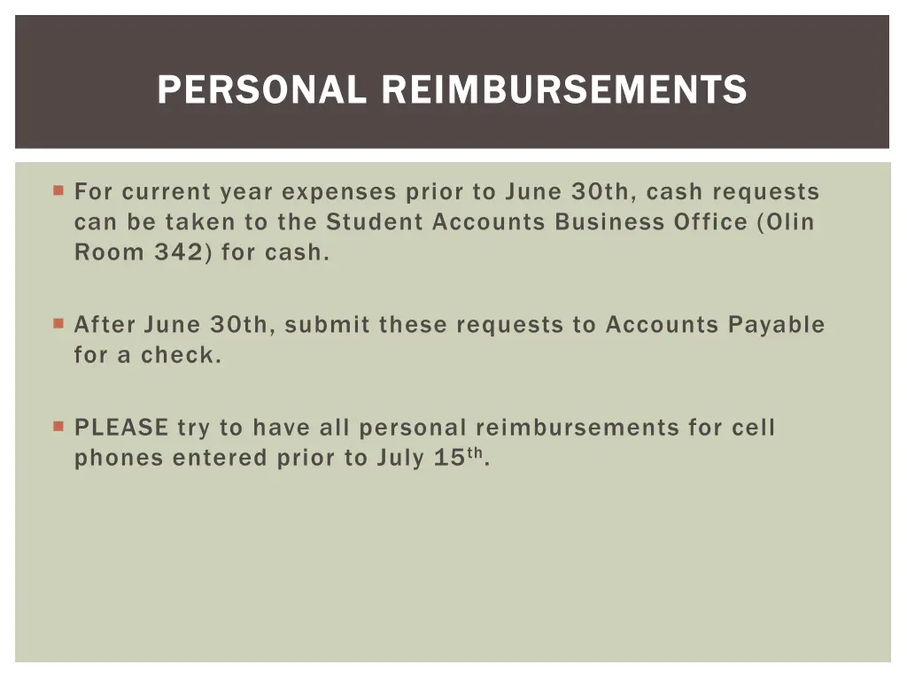 personal reimbursements personal reimbursements