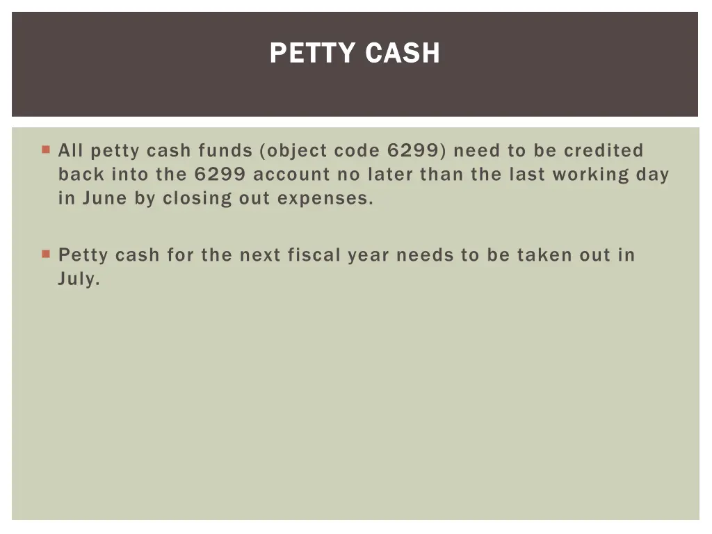 petty cash petty cash