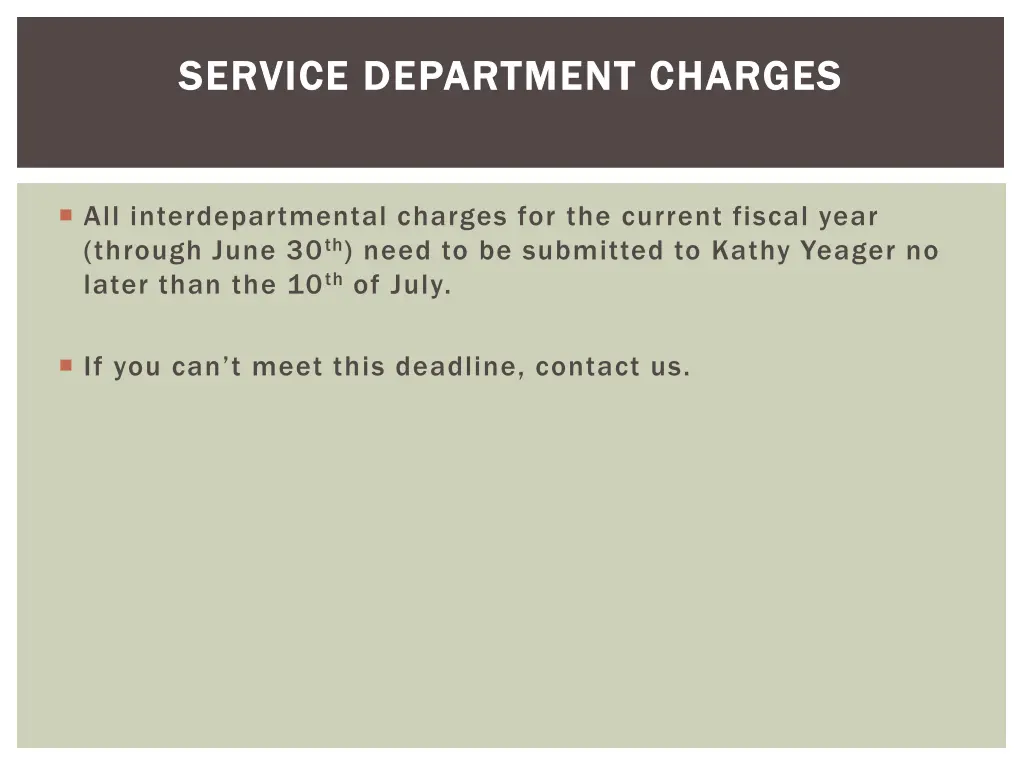 service department charges service department