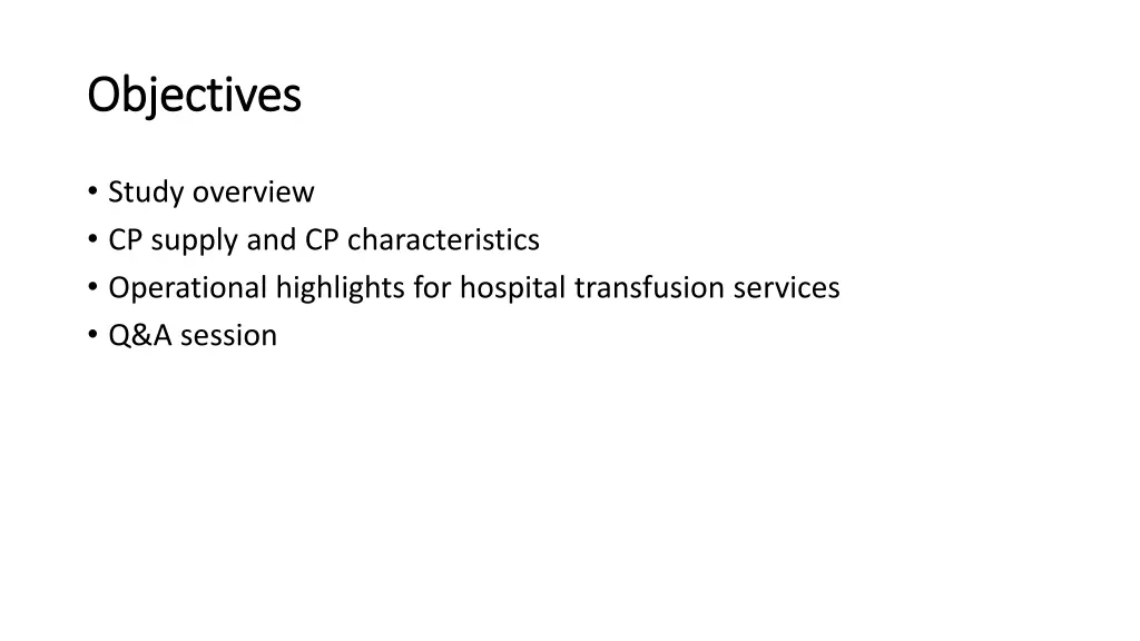 objectives objectives