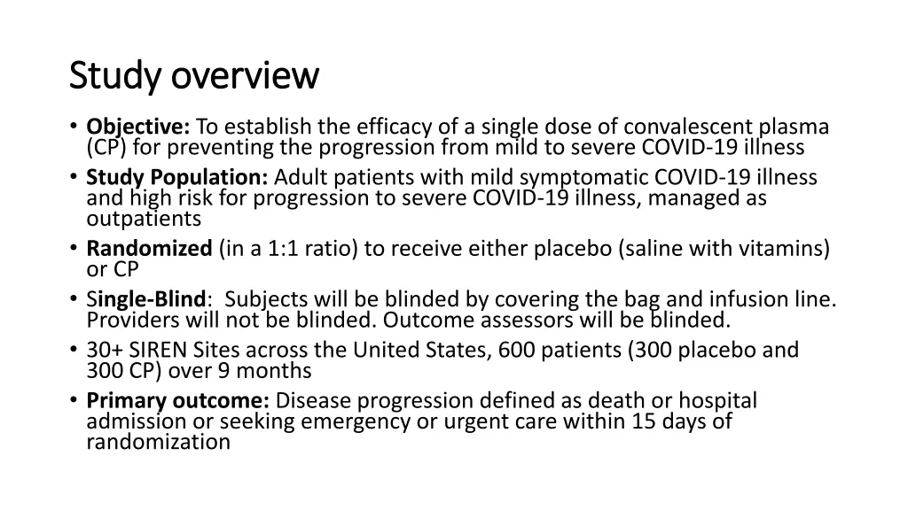 study overview study overview