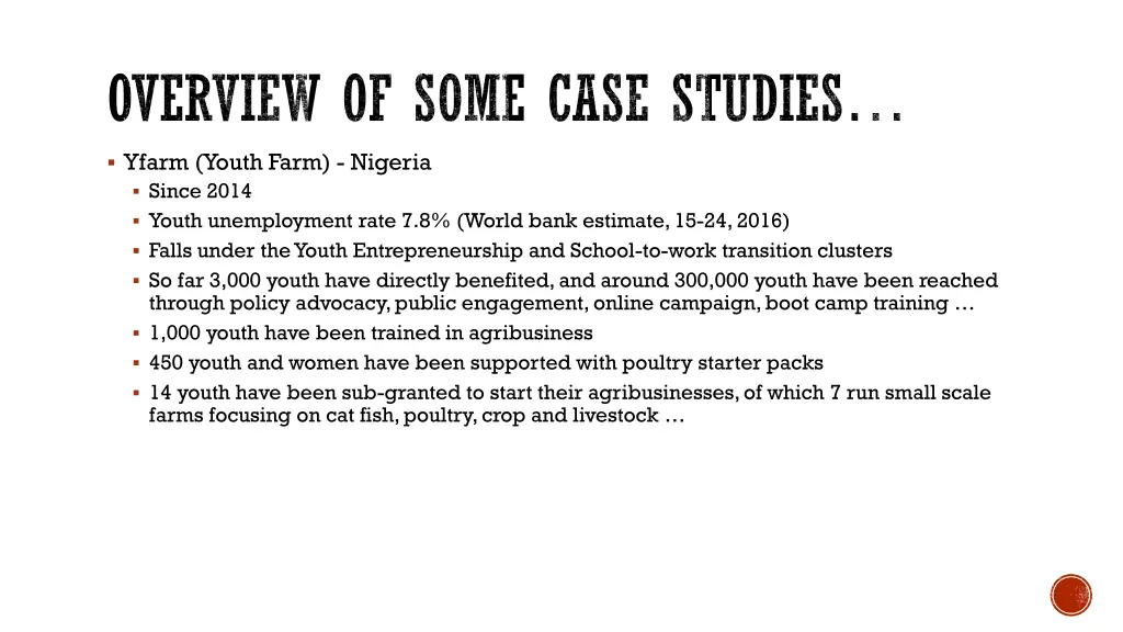 overview of some case studies 1