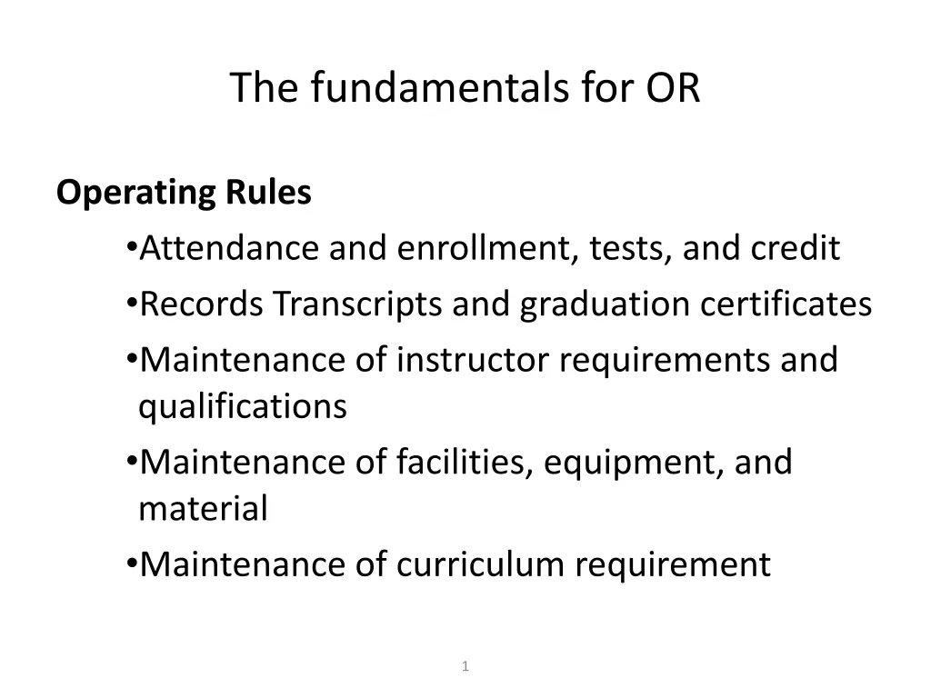 the fundamentals for or
