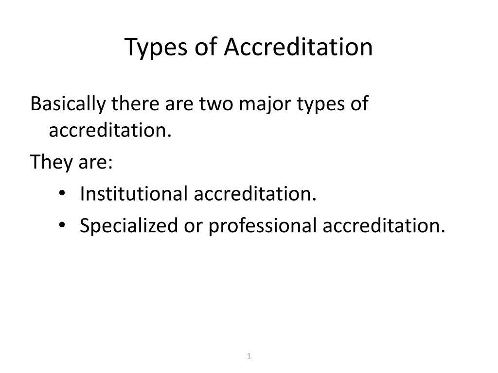 types of accreditation