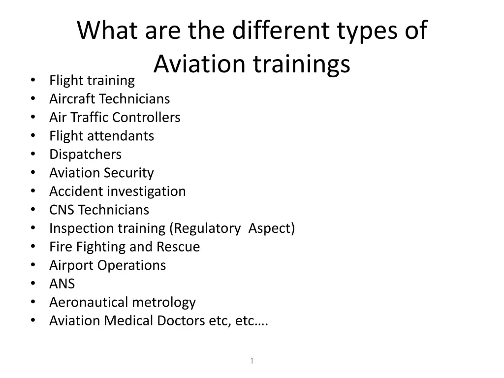 what are the different types of aviation