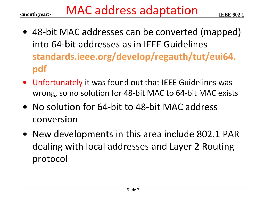 mac address adaptation