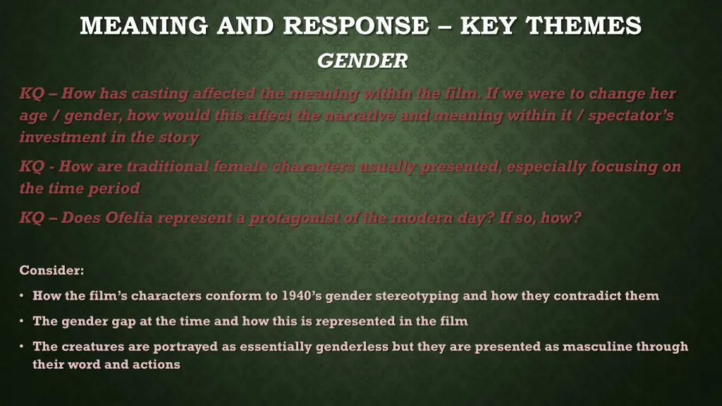 meaning and response key themes gender