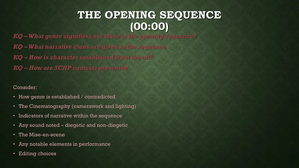 the opening sequence 00 00 kq what genre